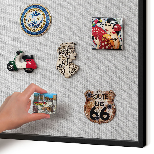 Vacation magnet board with a black frame Subtle elegance