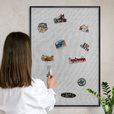 Vacation magnet board with a black frame Subtle elegance