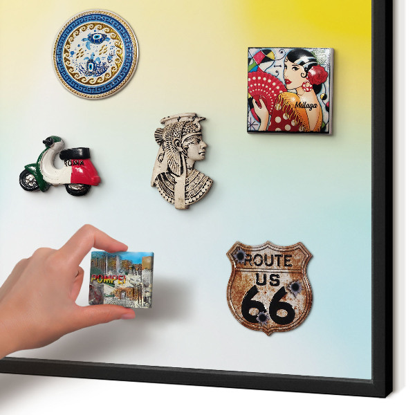Metal wall board for magnets in a black frame Pastel relaxation