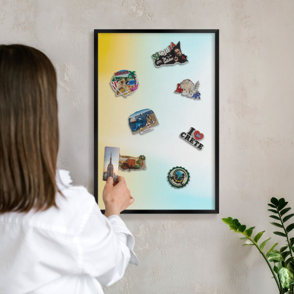 Metal wall board for magnets in a black frame Pastel relaxation