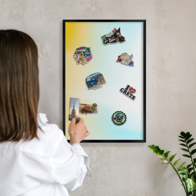 Metal wall board for magnets in a black frame Pastel relaxation