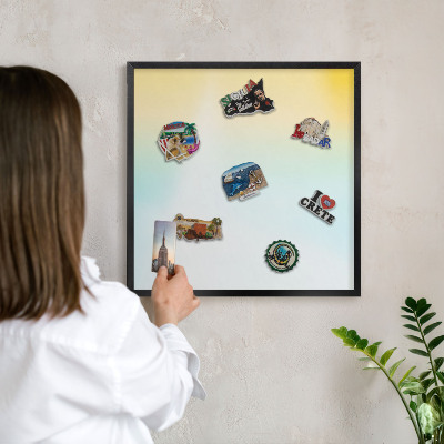 Metal wall board for magnets in a black frame Pastel relaxation