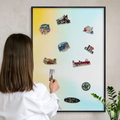 Metal wall board for magnets in a black frame Pastel relaxation