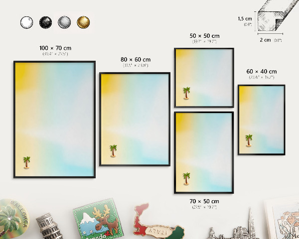 Metal wall board for magnets in a black frame Pastel relaxation