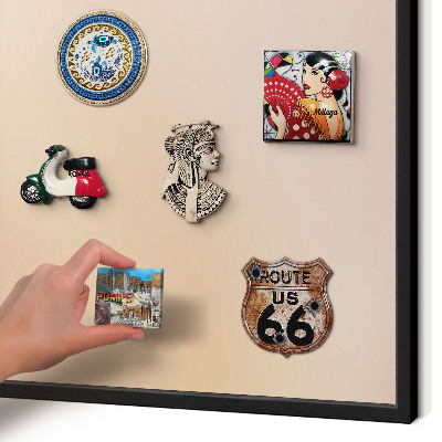 Vacation magnet board with a black frame Soft beige