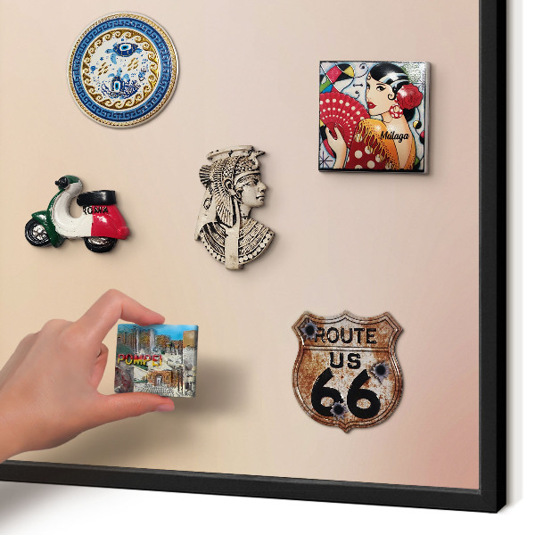 Vacation magnet board with a black frame Soft beige