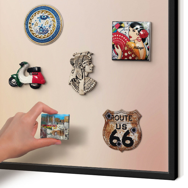 Vacation magnet board with a black frame Soft beige