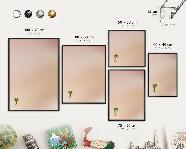 Vacation magnet board with a black frame Soft beige