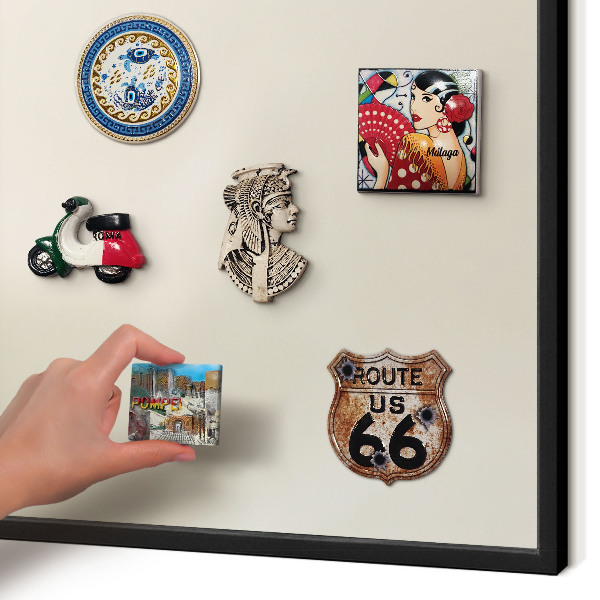Metal wall board for magnets in a black frame Fog tone