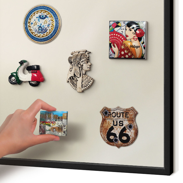Metal wall board for magnets in a black frame Fog tone