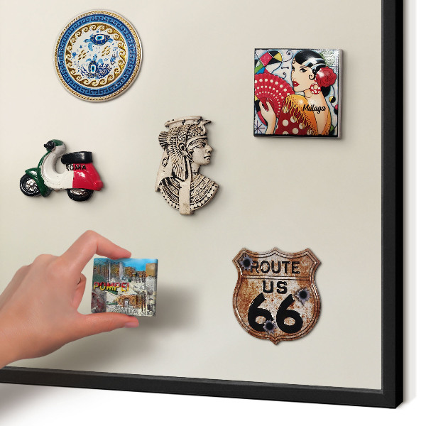 Metal wall board for magnets in a black frame Fog tone