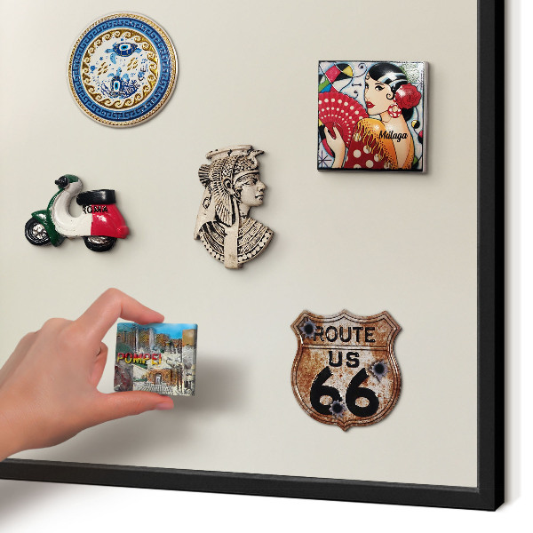 Metal wall board for magnets in a black frame Fog tone