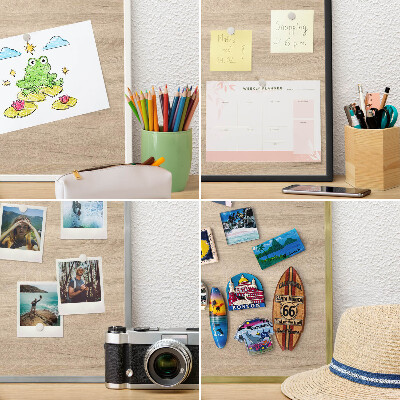 Vacation magnet board with a black frame Wooden background