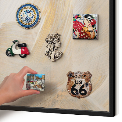 Metal wall board for magnets in a black frame Elegant abstraction
