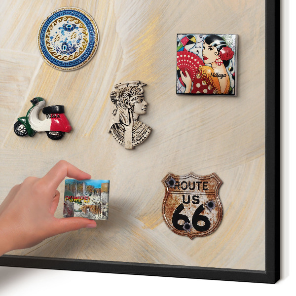 Metal wall board for magnets in a black frame Elegant abstraction