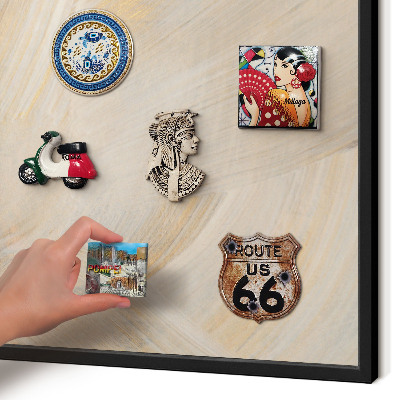 Metal wall board for magnets in a black frame Elegant abstraction