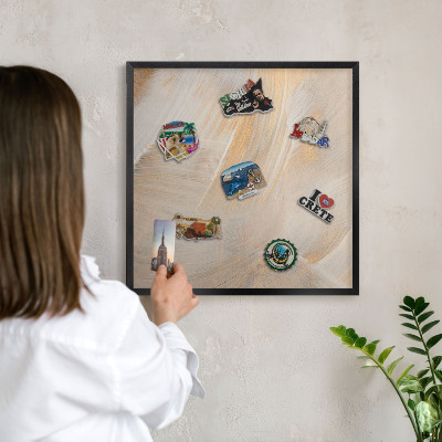 Metal wall board for magnets in a black frame Elegant abstraction