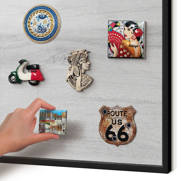 Vacation magnet board with a black frame Wooden structure