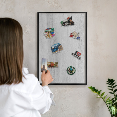 Vacation magnet board with a black frame Wooden structure