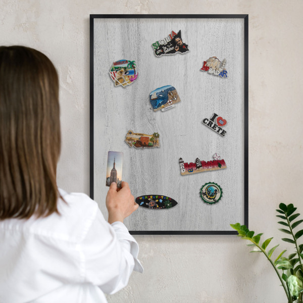 Vacation magnet board with a black frame Wooden structure