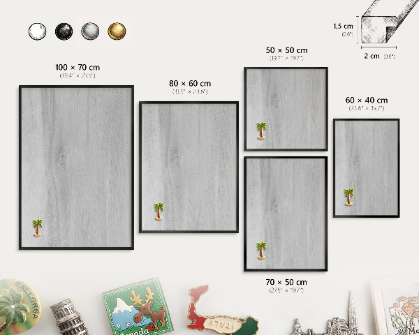 Vacation magnet board with a black frame Wooden structure