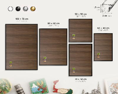 Metal wall board for magnets in a black frame Wooden background