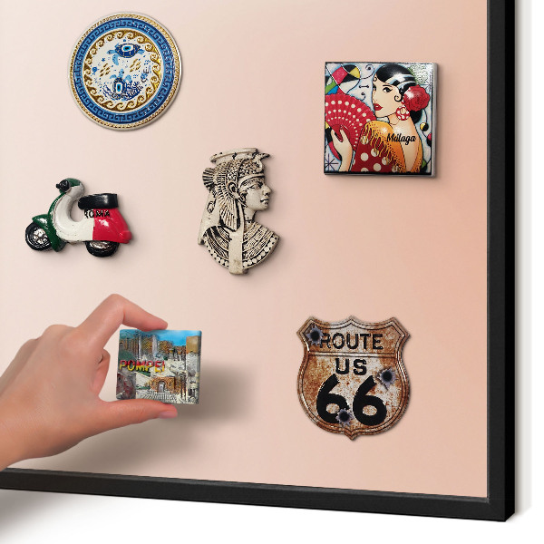 Vacation magnet board with a black frame Pastel Charm