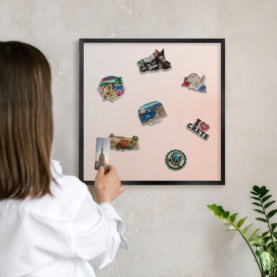 Vacation magnet board with a black frame Pastel Charm