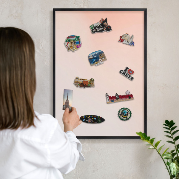 Vacation magnet board with a black frame Pastel Charm