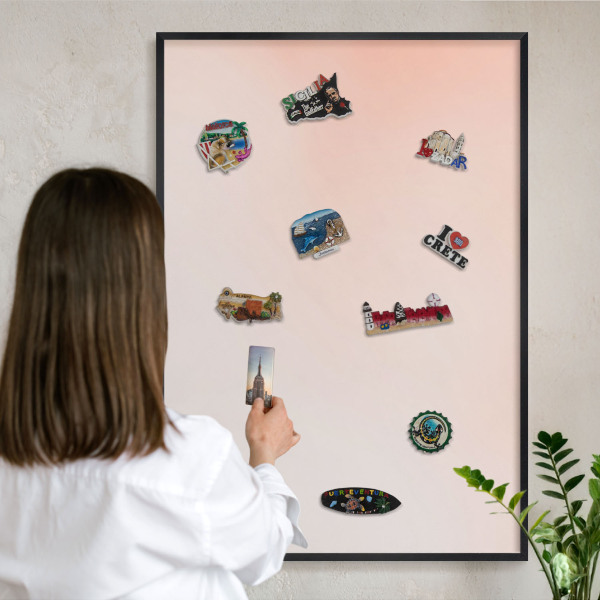 Vacation magnet board with a black frame Pastel Charm