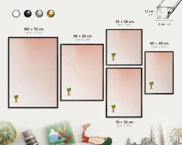 Vacation magnet board with a black frame Pastel Charm