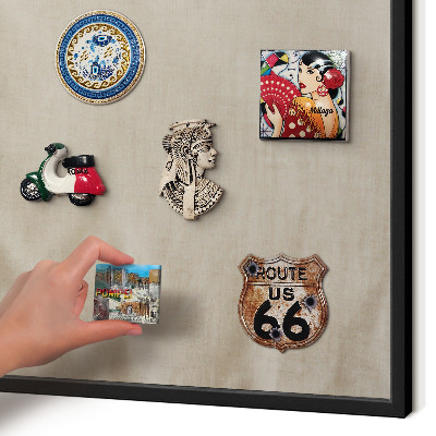Vacation magnet board with a black frame Beige calm