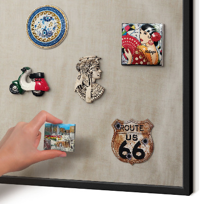 Vacation magnet board with a black frame Beige calm