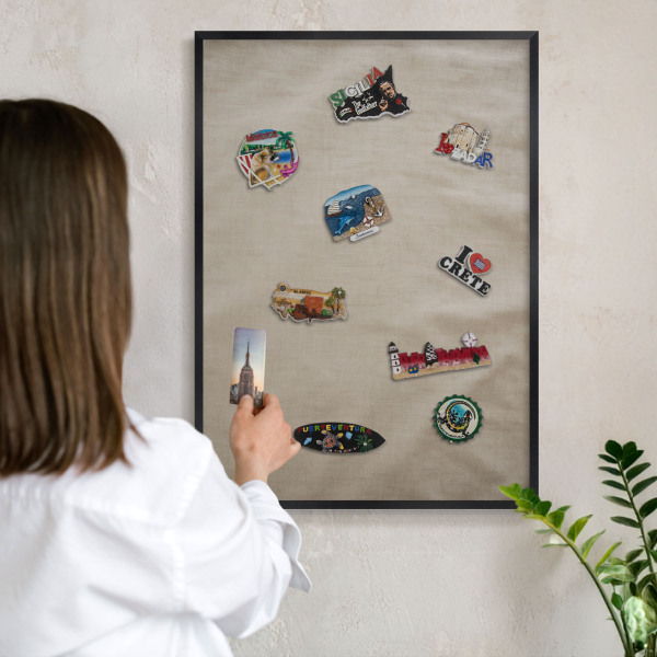 Vacation magnet board with a black frame Beige calm