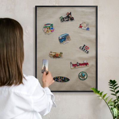 Vacation magnet board with a black frame Beige calm