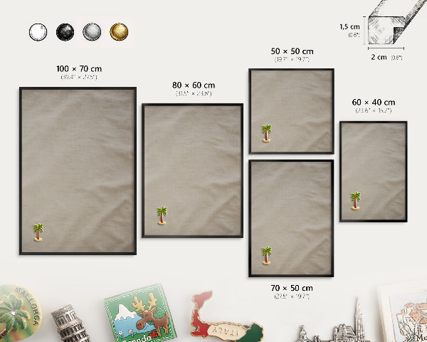 Vacation magnet board with a black frame Beige calm