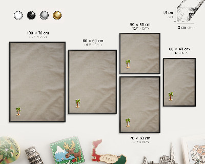 Vacation magnet board with a black frame Beige calm