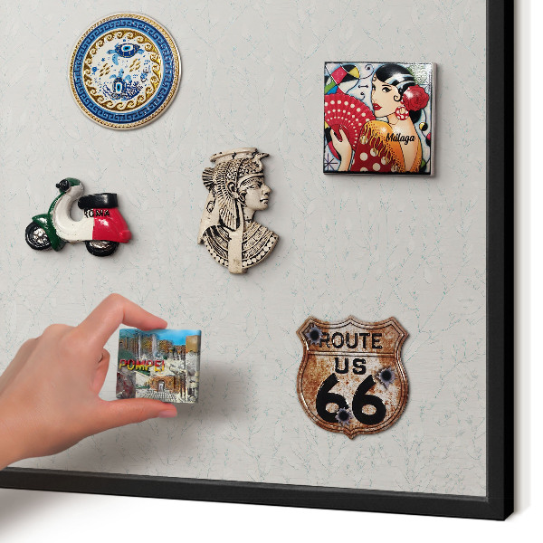 Metal wall board for magnets in a black frame Plant pattern
