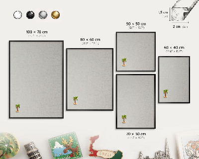 Metal wall board for magnets in a black frame Plant pattern