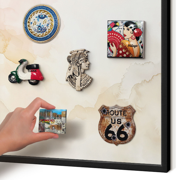 Vacation magnet board with a black frame Pastel peace