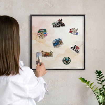 Vacation magnet board with a black frame Pastel peace