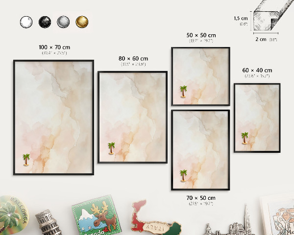 Vacation magnet board with a black frame Pastel peace