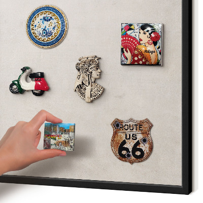 Metal wall board for magnets in a black frame Gray elegance