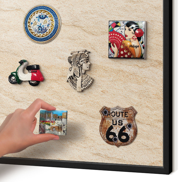 Vacation magnet board with a black frame Natural elegance