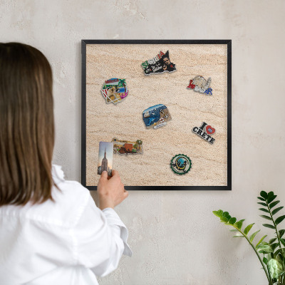 Vacation magnet board with a black frame Natural elegance
