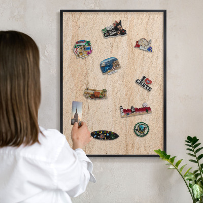 Vacation magnet board with a black frame Natural elegance