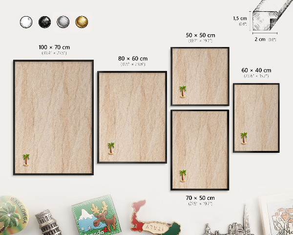 Vacation magnet board with a black frame Natural elegance