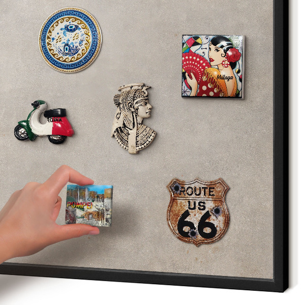 Metal wall board for magnets in a black frame Neutral elegance