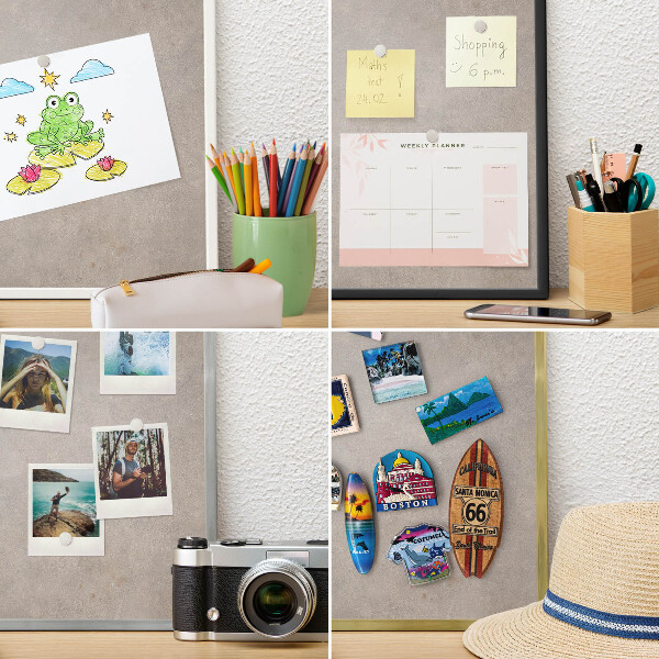 Metal wall board for magnets in a black frame Neutral elegance