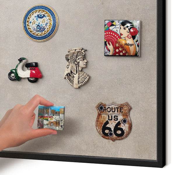 Metal wall board for magnets in a black frame Neutral elegance